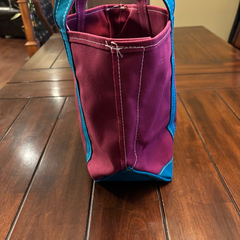 L.L. Bean Vintage 90’s Boat and Tote Canvas Bag No Monogram Magenta & Teal Med - Picture 6 of 14
